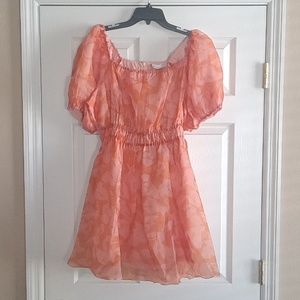 Arula puff sleeve orange mini dress 1X